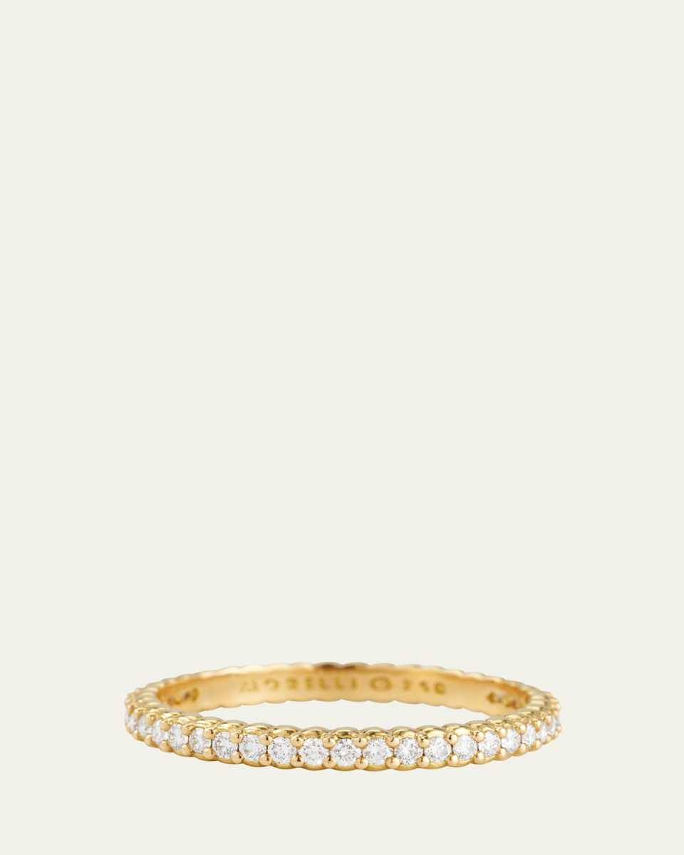 18K Yellow Gold Pinpoint Diamond Eternity Band Ring
